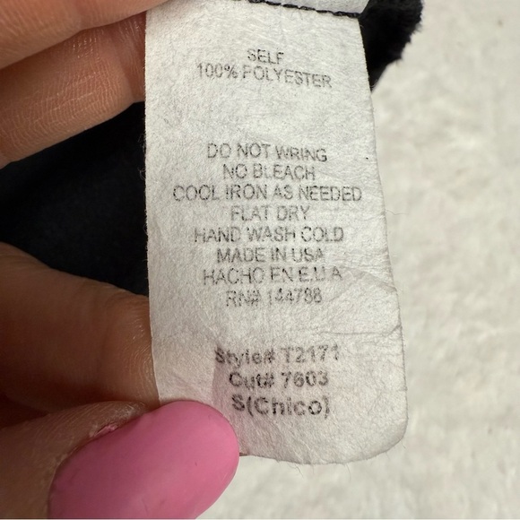 Twenty second size small twist front Floral Black Blouse with Pink Accents - Picture 2 of 7